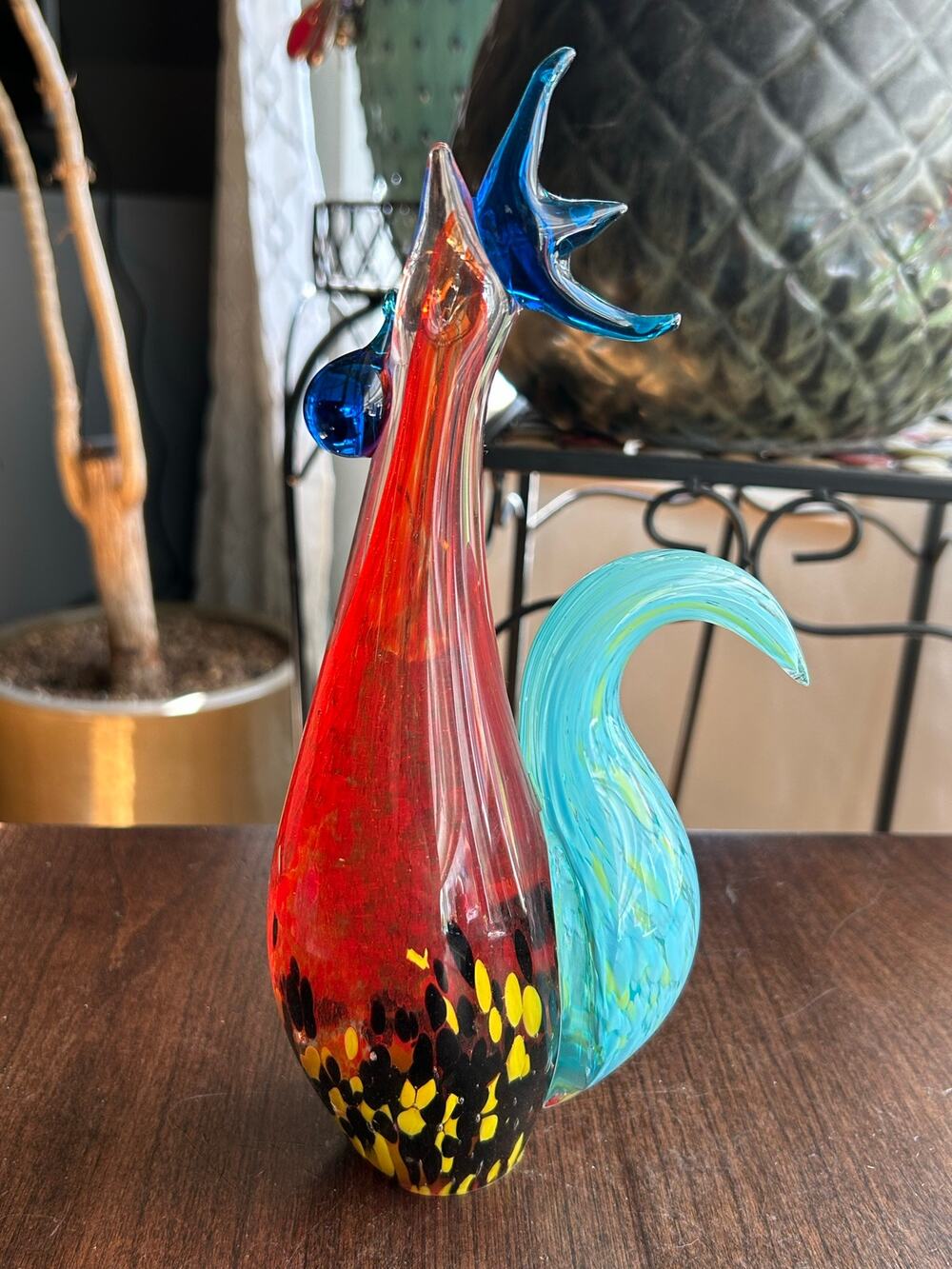 Fifth Avenue Crystal LTD Art Glass Rooster Chicken Hen Country 9 1/2"